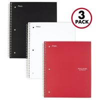 Five Star Wirebound Notebook, 3 Subject, College Ruled, 11" x 8 1/2", 3 Pack