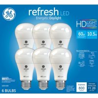 GE 60W Equivalent Daylight (5,000K) High Definition A19 Dimmable LED Light Bulb (6-Pack)