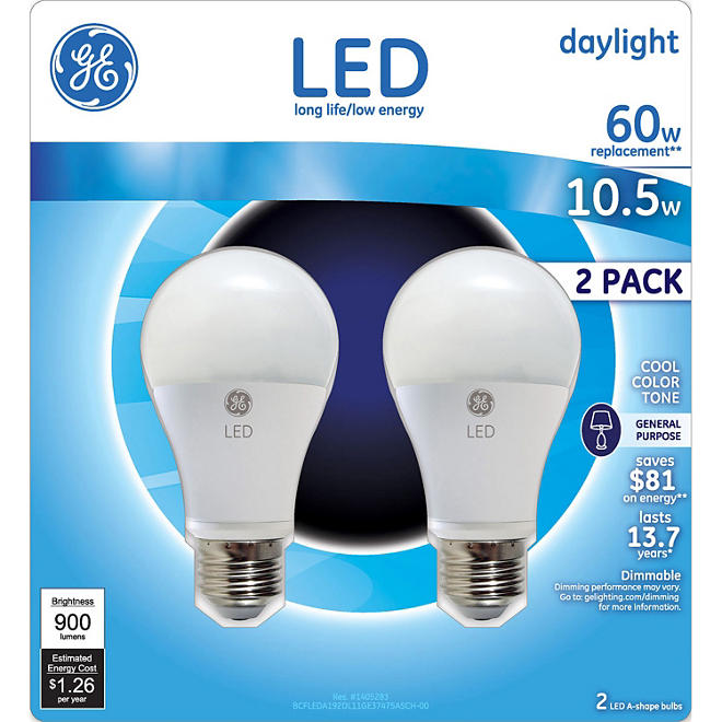 GE 10.5 Watt LED Daylight General Use Bulb (2-pack)