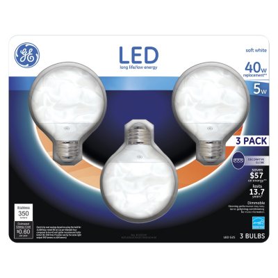 GE 5 Watt LED G25 Decorative Globe Light Bulbs Soft White 3