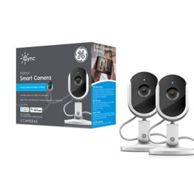 Cync Indoor WiFi Smart Camera 2pk, 1080p Resolution, Alexa and Google Assistant Compatible with No Hub Required, White