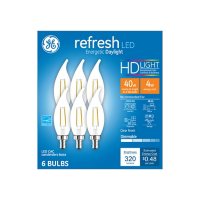 GE Refresh HD Daylight 40W Eqv. LED Decorative Small Base Light Bulbs 6pk