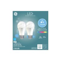 LED+ Color-Changing 60W Replacement LED General Purpose A19 Light Bulbs, 2-Pack