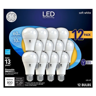 GE Soft White LED 60W Equivalent General Purpose A19 Light Bulbs