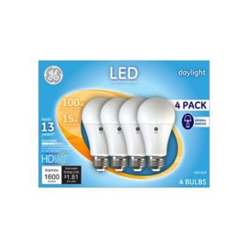 GE Daylight LED 100W Replacement Indoor General Purpose A19 Light Bulbs 4-Pack
