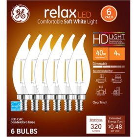 GE LED High Definition Relax Soft White 40W Eqv. Decorative Light Bulbs 6- pack