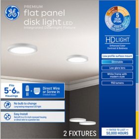 GE Lighting Premium Flat Panel Disk Light, Integrated Downlight Fixture 2 pack