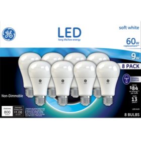 GE 9 Watt A19 LED Bulb (Soft White, 8 pk.)