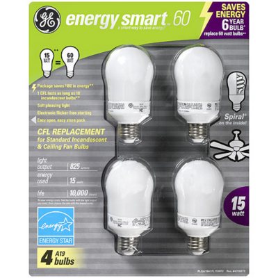 Ge Energy Smart 60 Cfl Ceiling Fan Bulbs 4 Ct Sam S Club