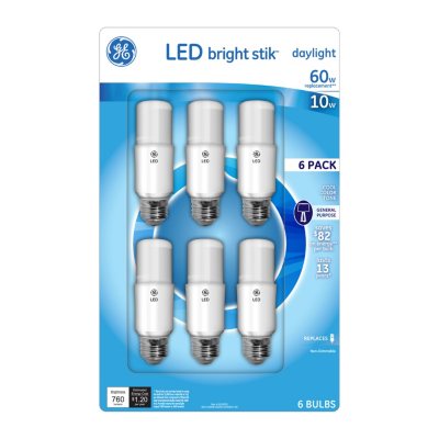 GE 10 Watt LED Bright Stik Light Bulb Daylight 6 pack Sam s Club