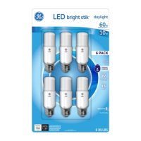 GE 10 Watt LED Bright Stik Light Bulb - Daylight (6-pack)