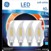 GE LED 3.5W Clear Finish Decorative Small Base Light Bulb (Soft White, 4 pk.)