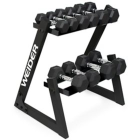 Weider 100 Lb. Dumbbell Set with 2-Tier Storage Rack