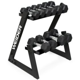 Weider weight plate online & barbell storage rack