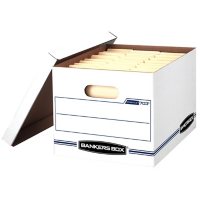 Bankers Box STOR/FILE Storage Box with Lift-off Lid, White/Blue, Letter/Legal (4 per carton)