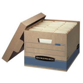 Bankers Box Heavy Duty Storage Boxes, 10" x 12" x 15" 10 Pack, Kraft Brown