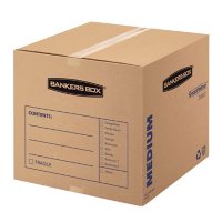 Bankers Box SmoothMove Basic Medium Moving Boxes, Kraft/Black (18 1/4 x 18 1/4 x 16 3/8, 20ct.)