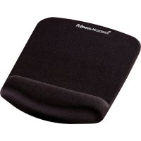 Fellowes - PlushTouch Mouse Pad with Wrist Rest, Foam, Black -  7 1/4 x 9-3/8
