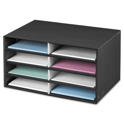 Decorative Eight Compartment Literature Sorter Letter Black Gray