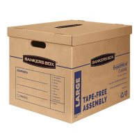 Bankers Box SmoothMove Classic Large Moving Boxes, 21" L x 17" W x 17" H, Kraft/Blue, 5/Carton
