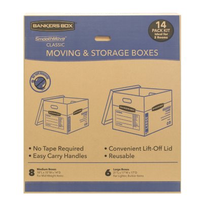 Bankers Box SmoothMove Classic 14 Box Kit (8 Medium/6 Large) - Sam's Club