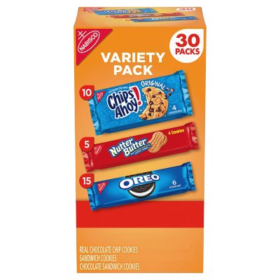 Oreo, Chips Ahoy!, Nutter Butter Cookie Variety Pack (30 pk.) Sam's Club