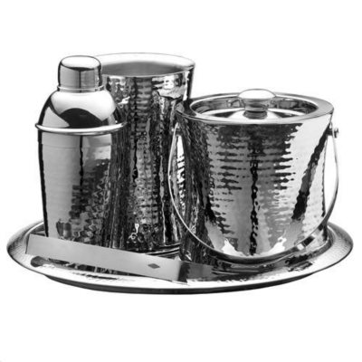 Stainless Steel Hammered 5 Pcs Bar Set