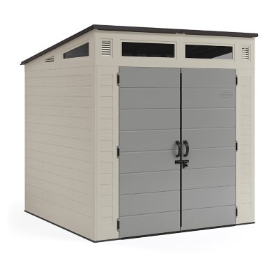 Rubbermaid 7 x 7 Foot Weather Resistant Resin Outdoor Storage Shed, Gray