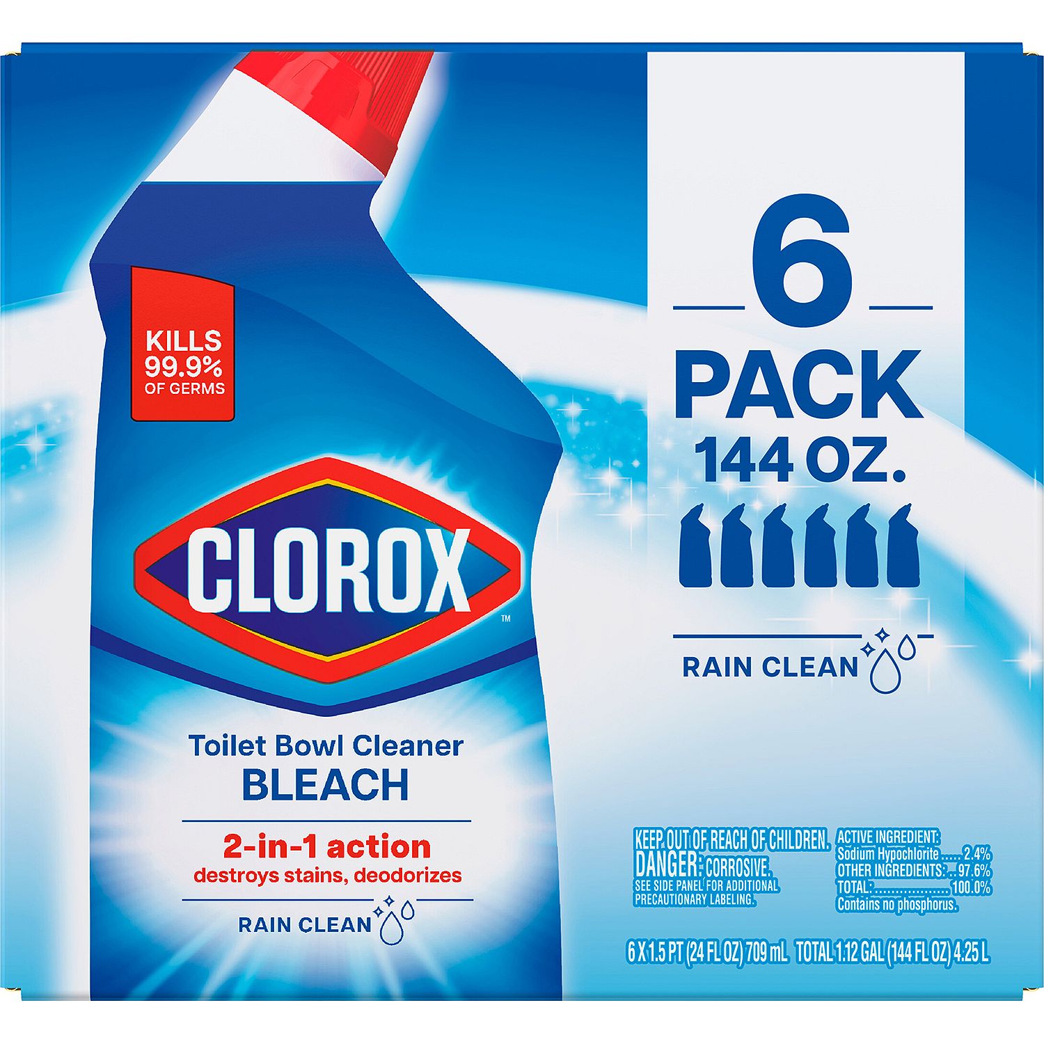 Clorox Toilet Bowl Cleaner with Bleach, Rain Clean (24 oz., 6 pk.) eBay