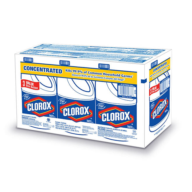 Clorox Concentrated Regular Bleach (3 Pack, 121 Ounce Bottles)