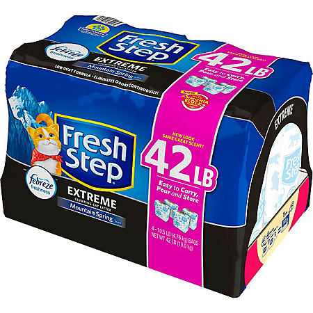 Fresh Step Extreme Scented Litter with the Power of Febreze, Clumping Cat Litter – Mountain Spring (42 lbs.)