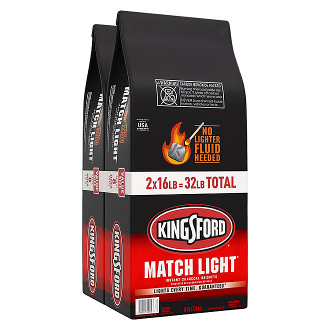 Kingsford Match Light Instant Charcoal Briquettes 2 Pack, 16 Lbs. Each