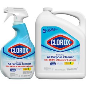 Clorox Disinfecting All Purpose Bleach-Free Cleaner, Crisp Lemon Scent (Spray + Refill)