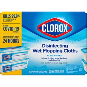 Clorox Disinfecting Wet Mopping Pad Refills, Bleach Free, Rain Clean Scent (28 ct./pk., 2 pk.)