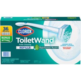 Clorox ToiletWand Toilet Cleaning Kit, Rainforest Rush, 1 ToiletWand Handle + 36 Refills