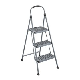 Cosco 3 Step Steel Step Stool, ANSI Type I, Gray/Black		