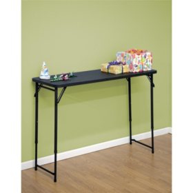 Cosco 20” x 48” Adjustable-Height PVC-Top Table, Black