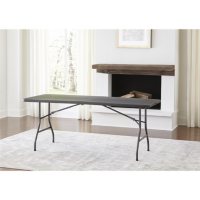 Cosco Deluxe 6' x 30" Fold-in-Half Blow Molded Folding Table, Black