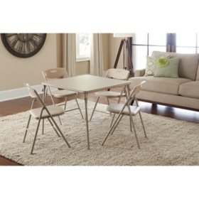 Cosco 5-Piece Folding Table and Chair Set, Assorted Colors