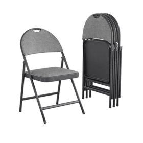 COSCO SmartFold Fabric Folding Chair, Gray (4-Pack)