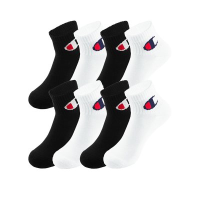 Champion Kids Breathable Moisture Wicking 8 Pack Quarter Sock White Black 3 5