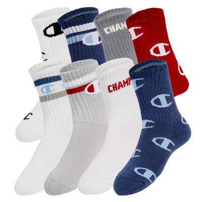 CHAMPION KIDS 8-PACK CREW SOCKS - PINK COLOR PACK L:- L, Pink/Blue Pack