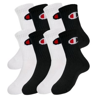 CHAMPION KIDS 8-PACK CREW SOCKS - BLACK/WHITE L:- L, Black/White Pack