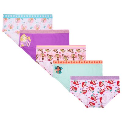 Character Girls 5-Pack Brief - Disney Princesses - Bright Colors Pack - Online Only, L:- Disney Princesses - Bright