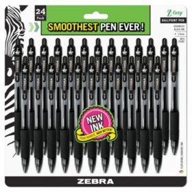 Zebra - Z-Grip Retractable Ballpoint Pen, Black Ink, Medium -  24/Pack