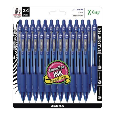 Zebra - Z-Grip Retractable Ballpoint Pen, Blue and Medium - 24/Packs -  Sam's Club