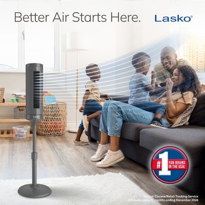 Lasko 42” Oscillating 12-Speed DC Tower Fan with Remote - Sam's Club