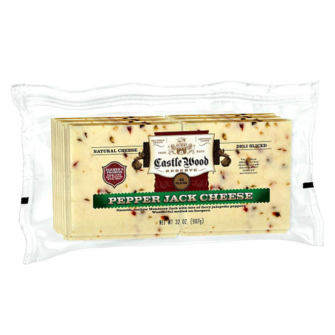 Castle Wood Pepper Jack Cheese Slices (42 slices, 32 oz.) 