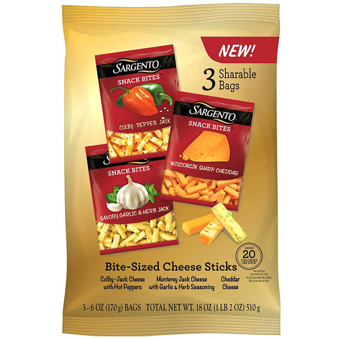 Sargento Bite-Sized Cheese Sticks Variety Pack (3 bags)