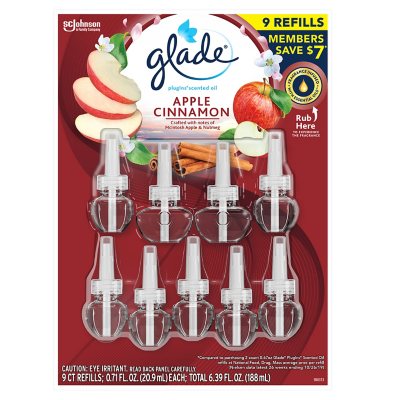Glade Plugins Scented Oil Refill Essential Oil Infused Wall Plug In 6 39 Fl Oz 9 Ct Sam S Club